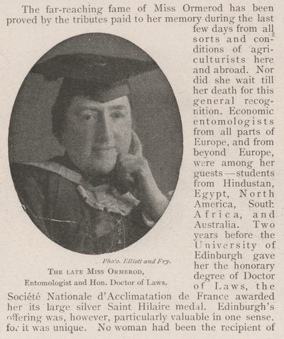 Den bortgångne fröken Ormerod, entomolog och juris hedersdoktor av English Photographer