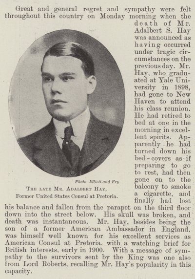 Den framlidne herr Adalbert Hay, tidigare USA-konsul i Pretoria av English Photographer