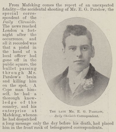 Den bortgångne Mr E G Parslow, Daily Chronicle Correspondent av English Photographer