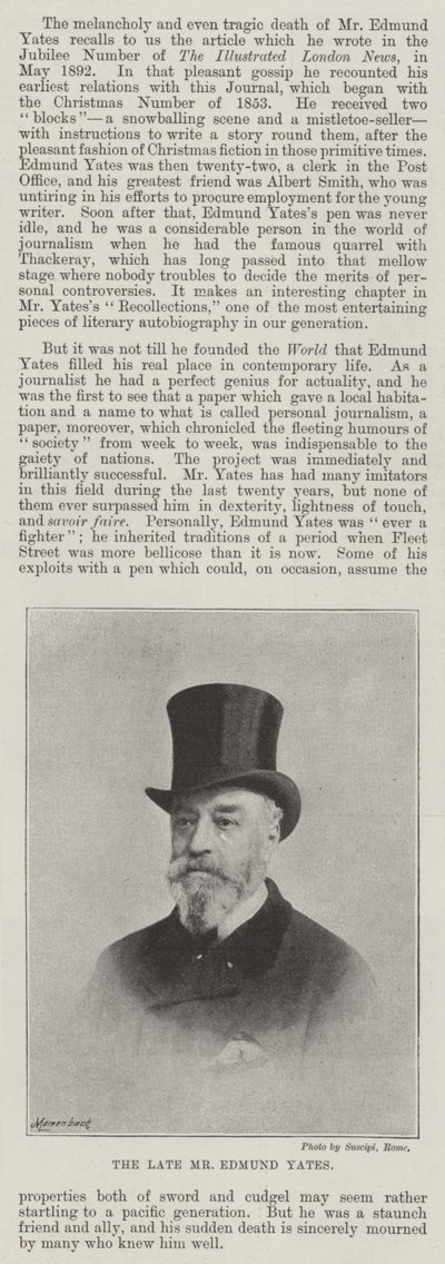 Den bortgångne Mr Edmund Yates av English Photographer