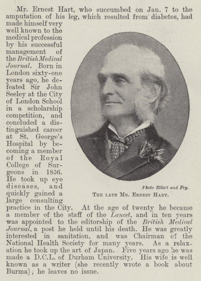 Den bortgångne herr Ernest Hart av English Photographer