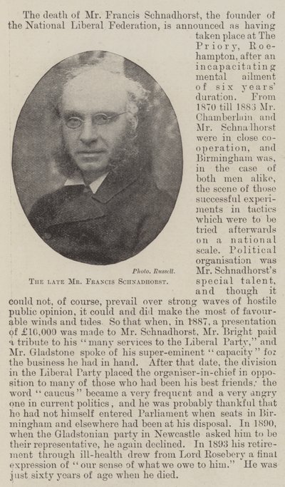 Den framlidne herr Francis Schnadhorst av English Photographer