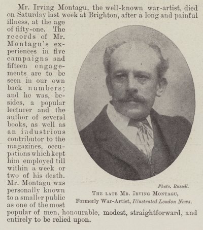 Den bortgångne Mr Irving Montagu, tidigare krigskonstnär, Illustrated London News av English Photographer