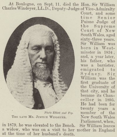 Den bortgångne herr Justice Windeyer av English Photographer