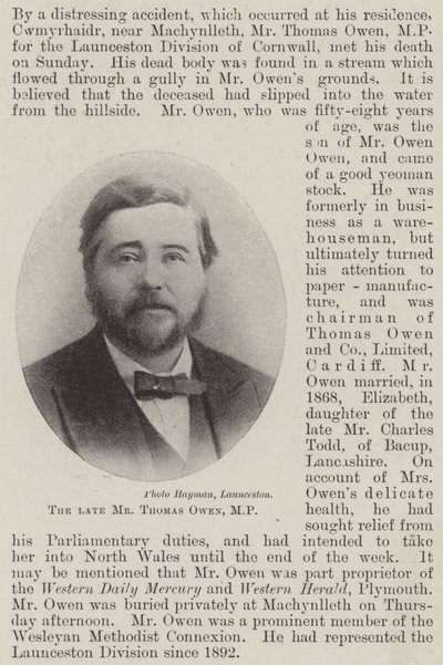Den framlidne Thomas Owen, MP av English Photographer
