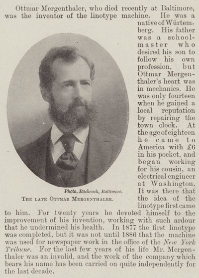 Den bortgångne Ottmar Mergenthaler av English Photographer