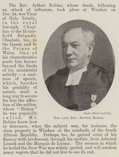 Den bortgångne pastor Arthur Robins av English Photographer
