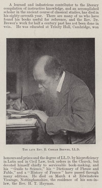 Den framlidne pastor E Cobham Brewer, LLD av English Photographer
