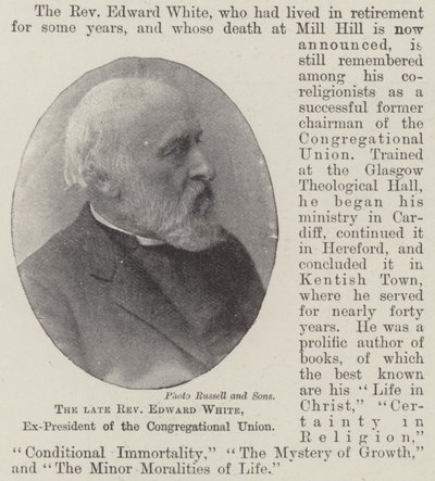 Den avlidne pastor Edward White, ex-president för Congregational Union av English Photographer