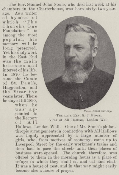 Den framlidne pastor S J Stone, Vicar of All Hallows, London Wall av English Photographer