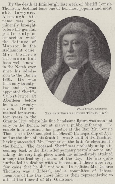Den bortgångne sheriffen Comrie Thomson, QC av English Photographer