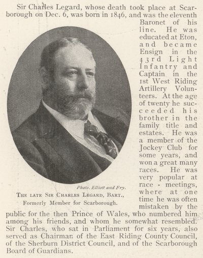 Den framlidne Sir Charles Legard, Baronet, tidigare medlem för Scarborough av English Photographer