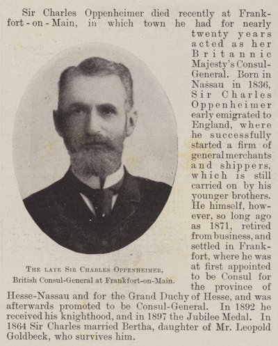 Den framlidne Sir Charles Oppenheimer, brittisk generalkonsul i Frankfort-on-Main av English Photographer