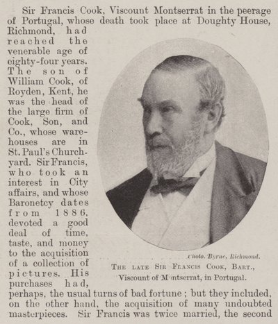Den framlidne Sir Francis Cook, Baronet, Viscount of Montserrat, i Portugal av English Photographer