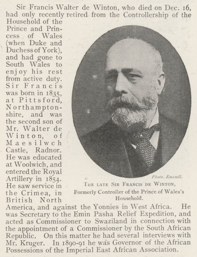 Den avlidne Sir Francis de Winton, tidigare kontrollant av Prince of Wales Household av English Photographer