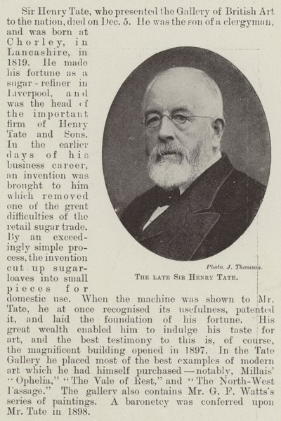 Den bortgångne Sir Henry Tate av English Photographer