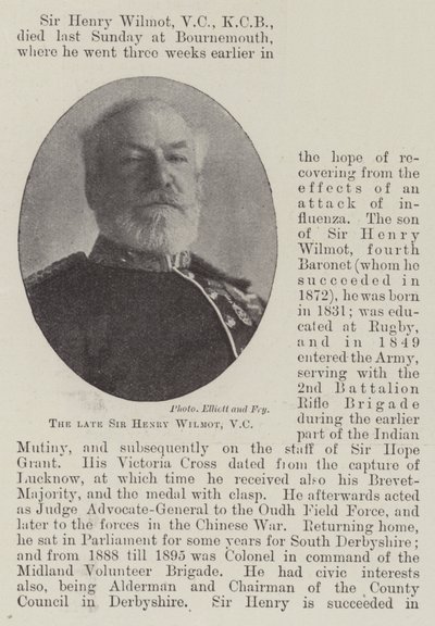 Den framlidne Sir Henry Wilmot, VC av English Photographer