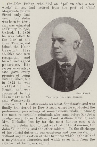Den framlidne Sir John Bridge av English Photographer