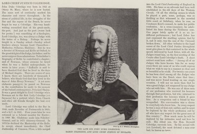 Den framlidne Sir John Duke Coleridge, Baron Coleridge och Lord Chief Justice of England av English Photographer