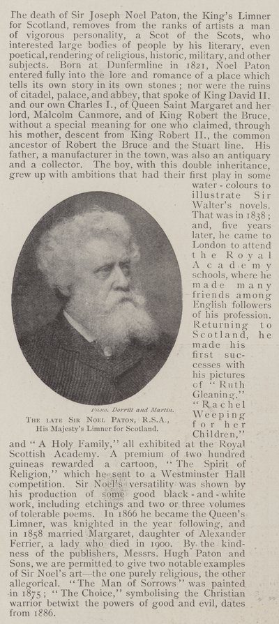 Den framlidne Sir Noel Paton, RSA, His Majestys Limner för Skottland av English Photographer