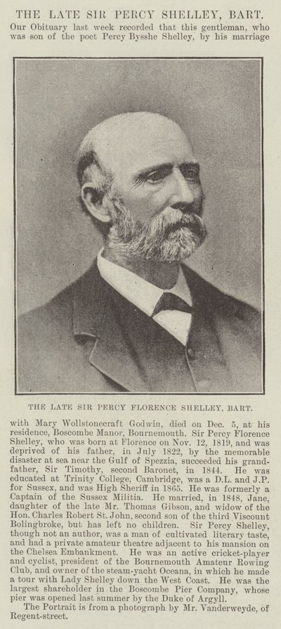 Den bortgångne Sir Percy Florence Shelley, Baronet av English Photographer