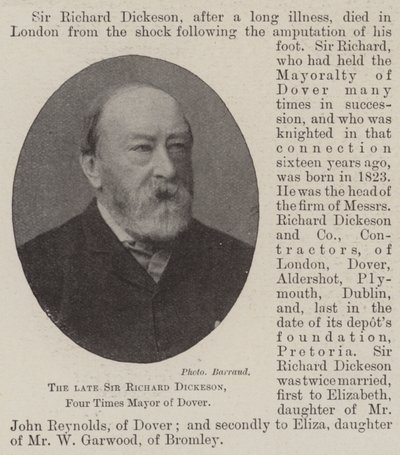 Den avlidne Sir Richard Dickeson, fyra gånger borgmästare i Dover av English Photographer