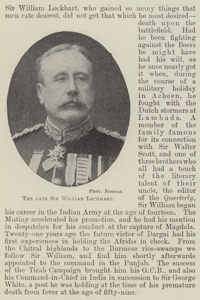 Den bortgångne Sir William Lockhart av English Photographer