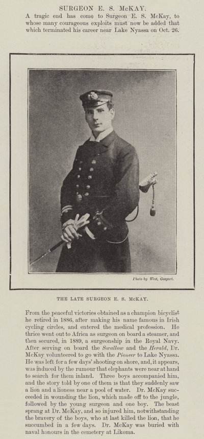 Den bortgångne kirurgen E S McKay av English Photographer