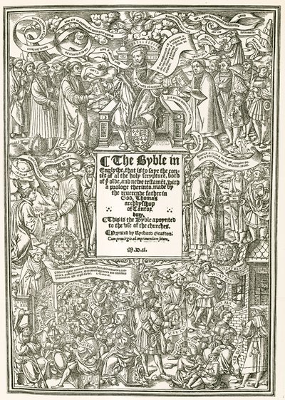 Titelsidan till Cranmers Bible, 1540 e.Kr av English Photographer