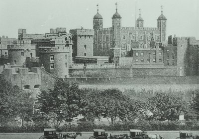 Tower Hill: utsikt över Tower of London, 1895 av English Photographer