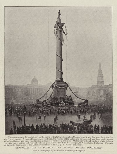 Trafalgar Day i London, Nelson Column dekorerad av English Photographer