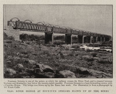 Vaal River Bridge vid fjorton strömmar sprängd av boerna av English Photographer