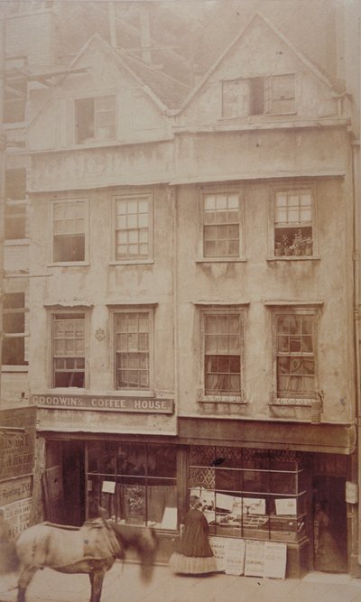 Utsikt över Goodwins Coffee House, Aldersgate Street, ca 1880 (sepiatryck) av English Photographer