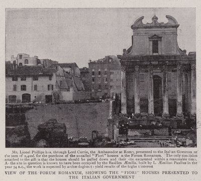 Utsikt över Forum Romanum, som visar Fiori-husen presenterade för den italienska regeringen av English Photographer