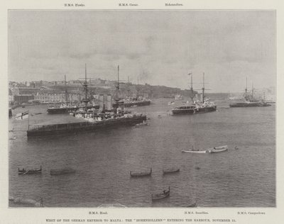 Besök av den tyske kejsaren på Malta, Hohenzollern in i hamnen, 15 november 1898 av English Photographer
