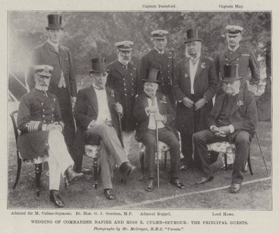 Bröllop av Commander Napier och Miss E Culme-Seymour, huvudgästerna av English Photographer