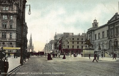 Wellington Memorial and Register House, Edinburgh (färgfoto) av English Photographer