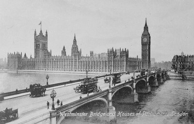 Westminster Bridge och Houses of Parliament, c.1902 av English Photographer