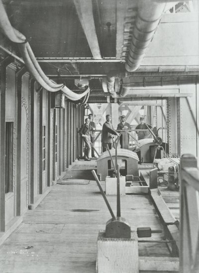 Woolwich Ferry: hydraulisk spakplattform för nordponton, 1896 av English Photographer