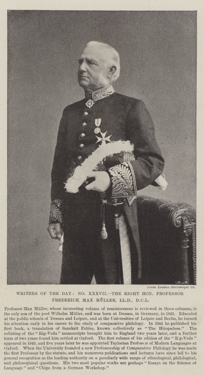 Dagens författare, höger ärade professor Frederick Max Muller, LLD, DCL av English Photographer