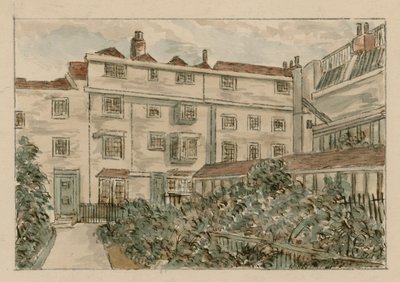 13-15 Nevills Court, Fetter Lane, Holborn, från en skiss 1900 (wc på papper) av English School