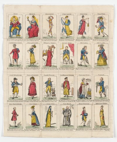 24 Twelfth Night Characters, 1818 (handfärgad gravyr) av English School