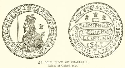 3 £ guldstycke av Charles I av English School
