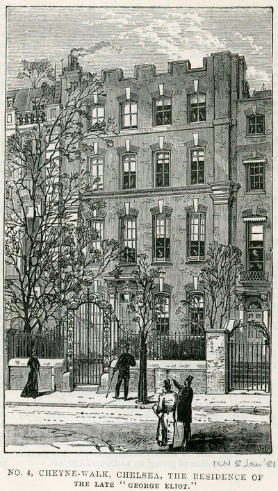 4 Cheyne Walk, Chelsea, den avlidne George Eliots bostad av English School