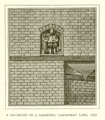 En basrelief av en trädgårdsmästare, Gardeners Lane, 1791 av English School
