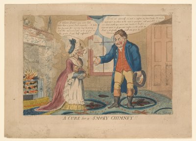 A CURE for a SMOKY CHIMMEY!!, tecknad av G. M. Woodward, 1808 (handfärgad gravyr) av English School