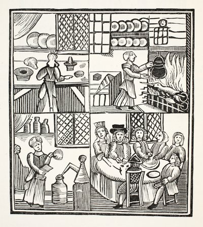En samling kökskvitton, illustration från Chap-books of the artonde århundradet av John Ashton, pub. 1882 av English School