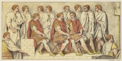 A Council of War (färg litho) av English School