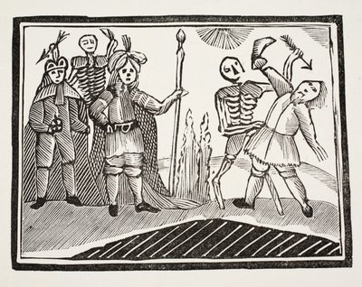 A Dialogue between A Blind Man and Death, illustration från Chap-books of the Eighteenth Century av John Ashton, pub. 1882 av English School