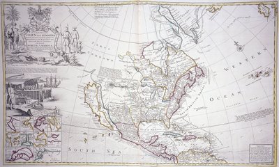 En dubbelsidig karta över Nordamerika, ca 1708-20 av English School